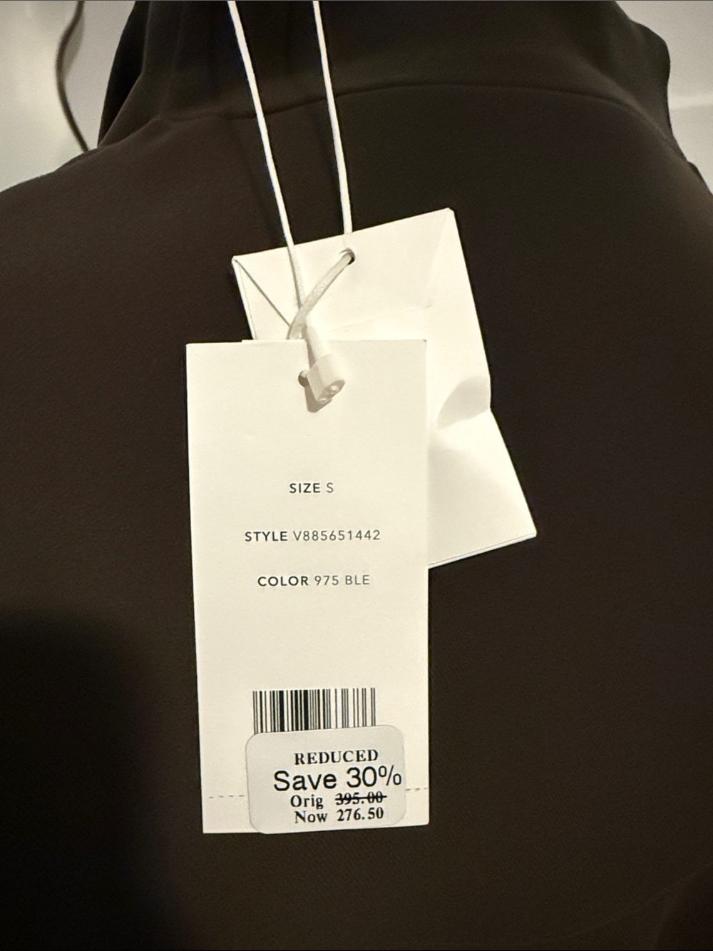 Vince Dark Brown Long Sleeve V-Neck Tie-Waist Dress - Picture 5 of 6